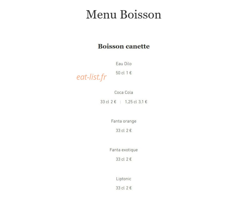 Carte et menu de Pizza M. Matoury à Matoury — Menu boisson