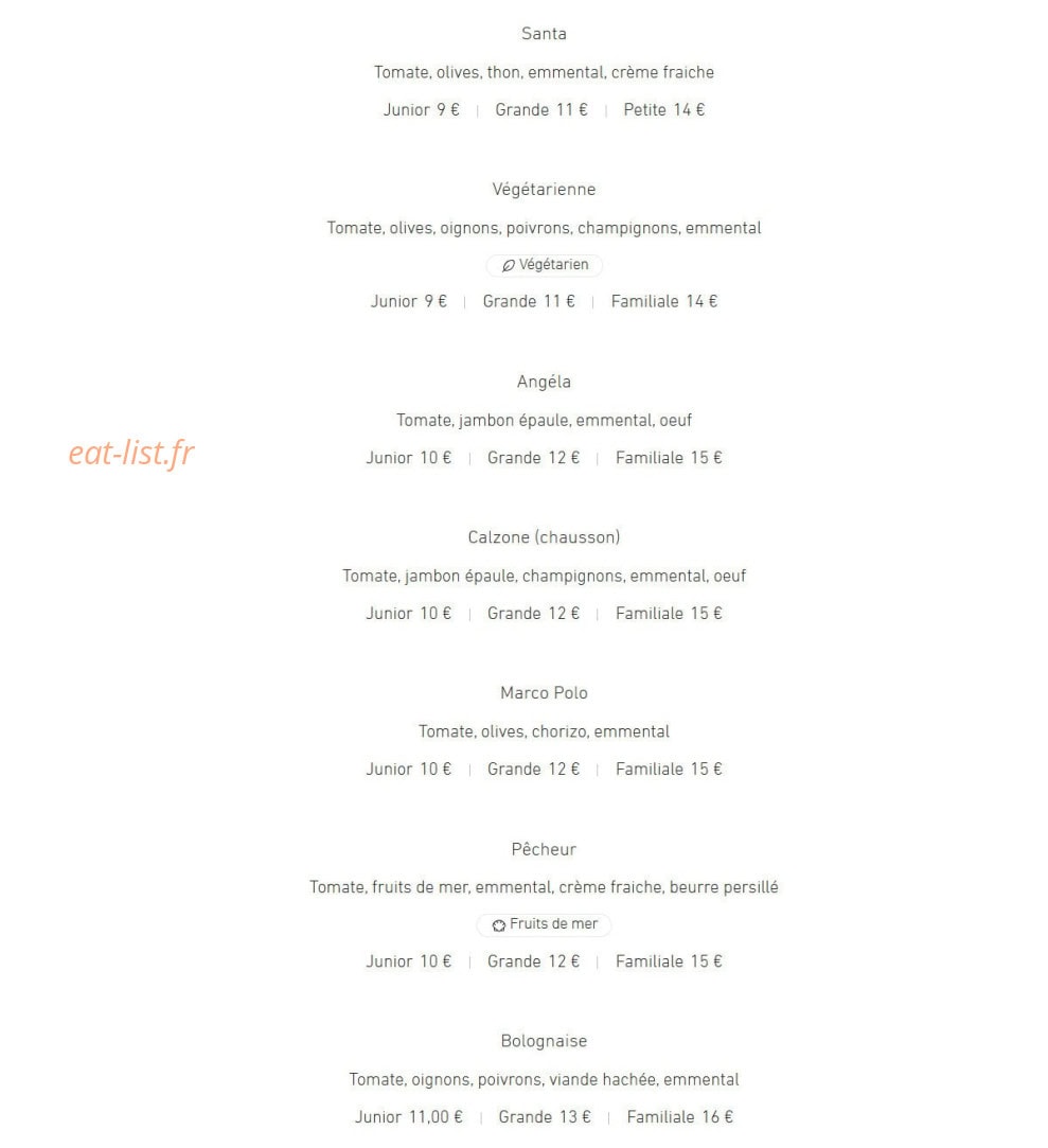 Carte et menu de Pizza M. Matoury à Matoury — Pizzas base tomate