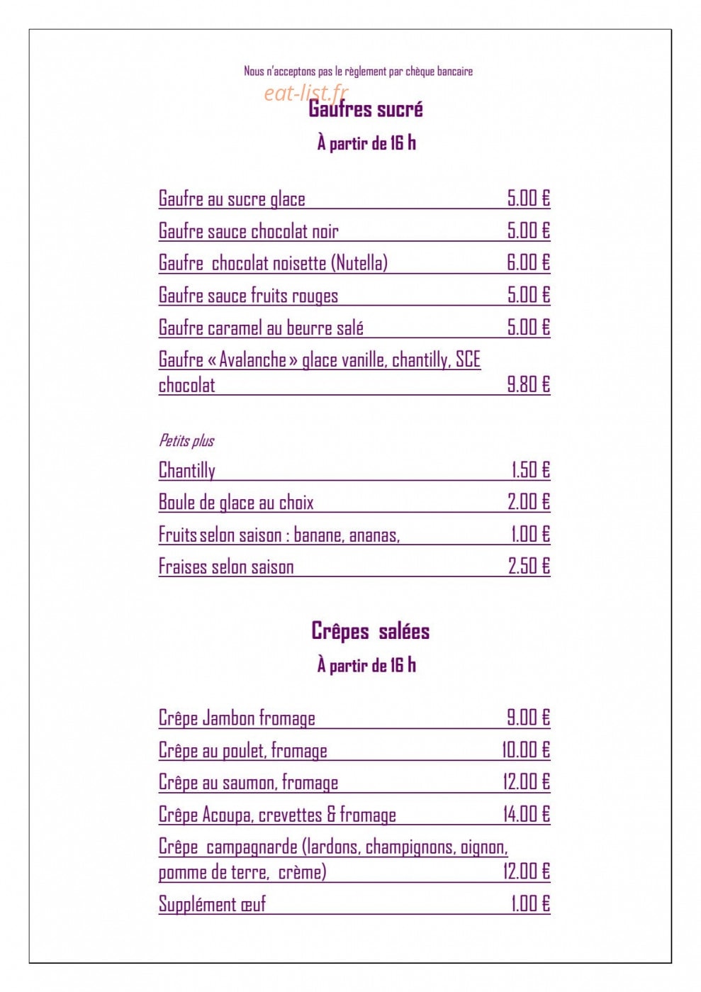 Plaza Café — carte page 10