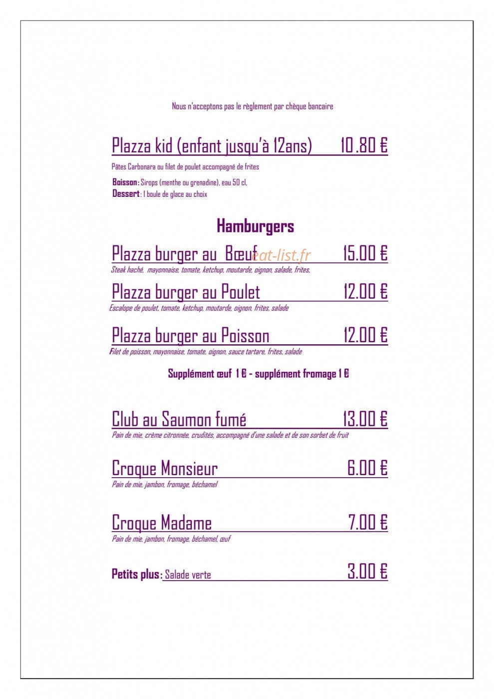 Plaza Café — carte page 3