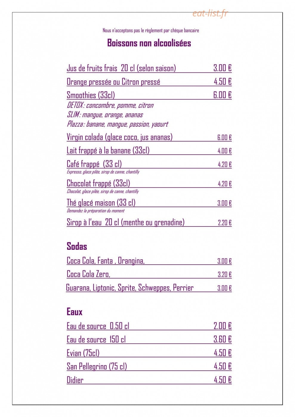 Plaza Café — carte page 6