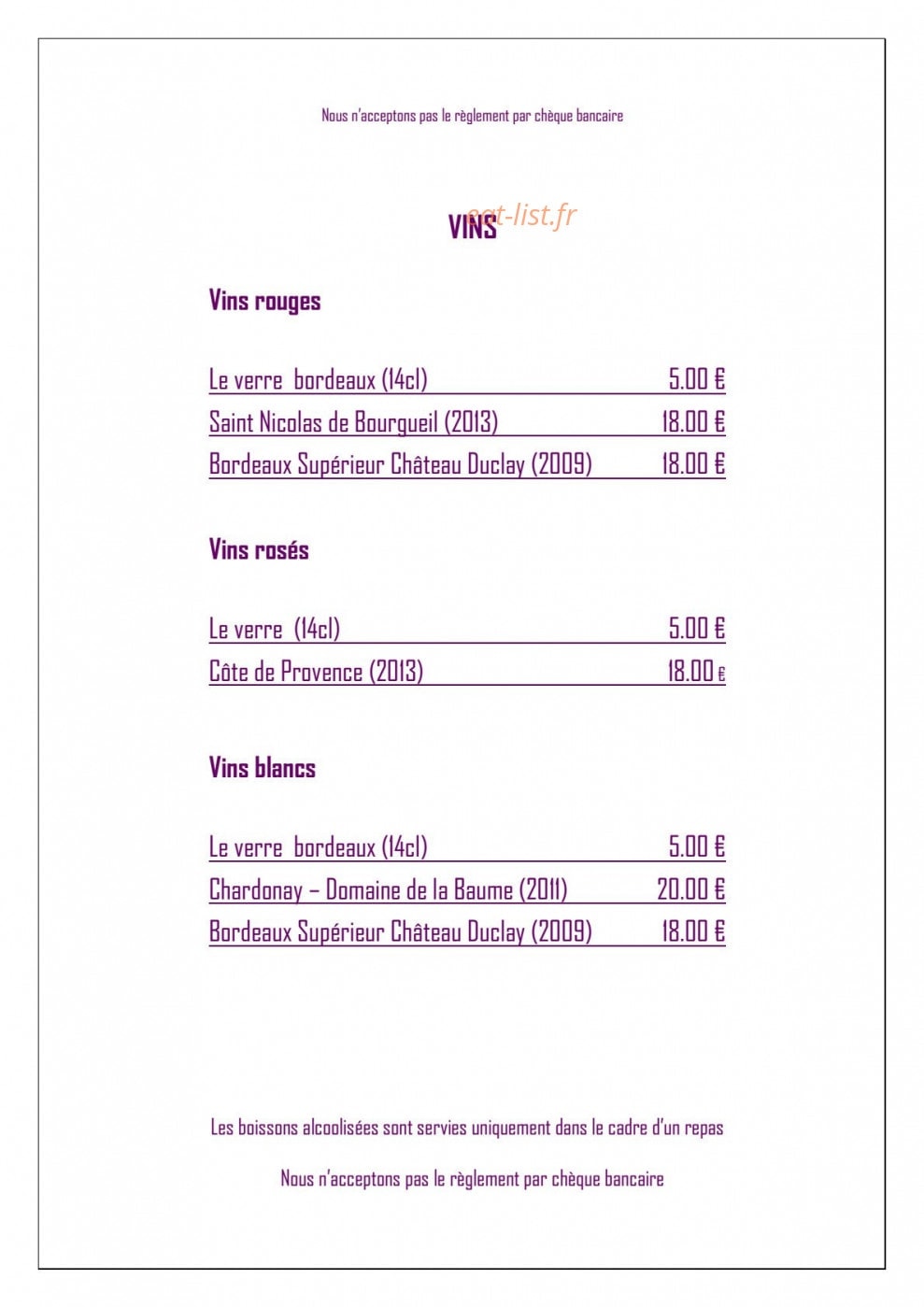 Plaza Café — carte page 11