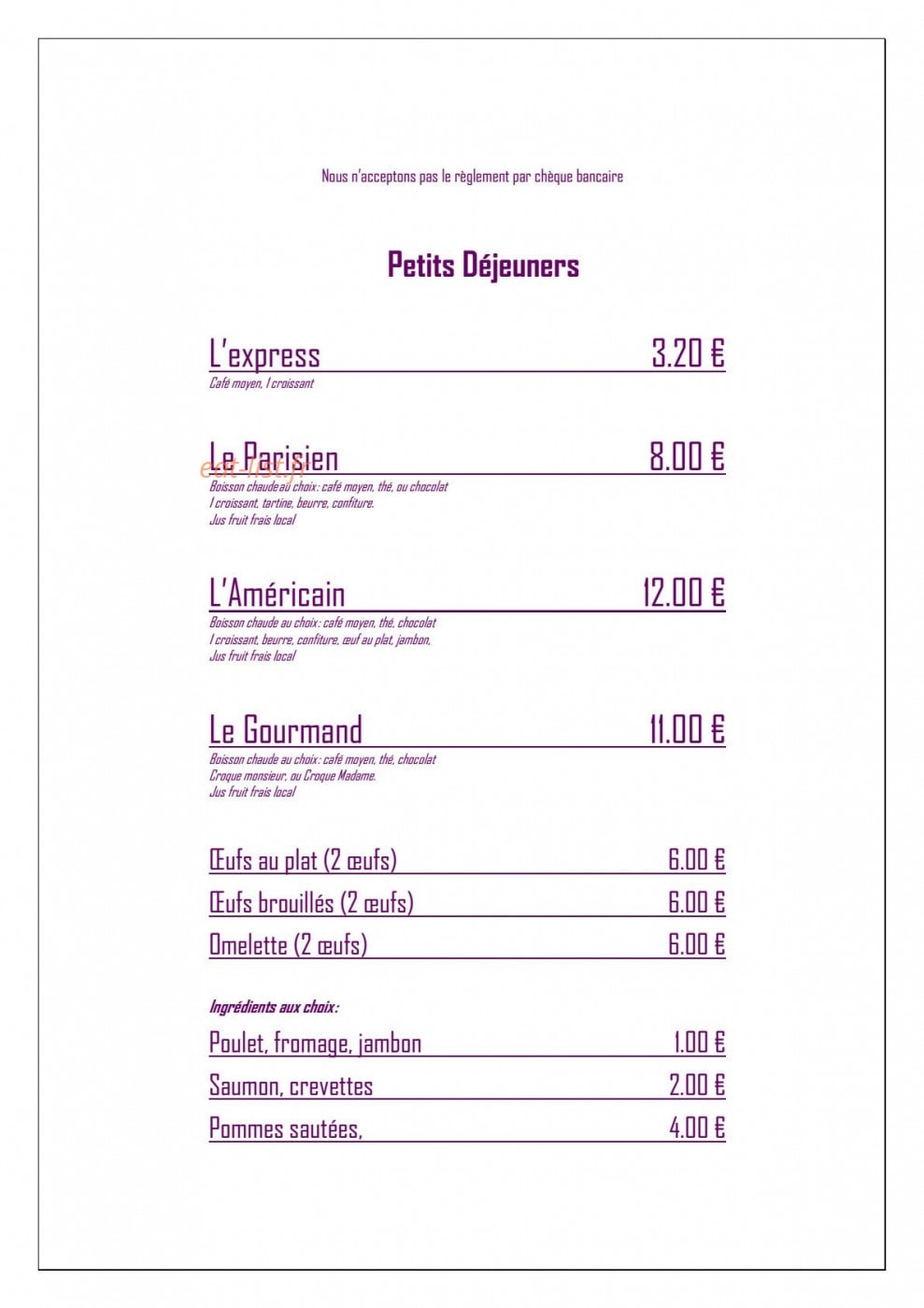 Plaza Café — carte page 4