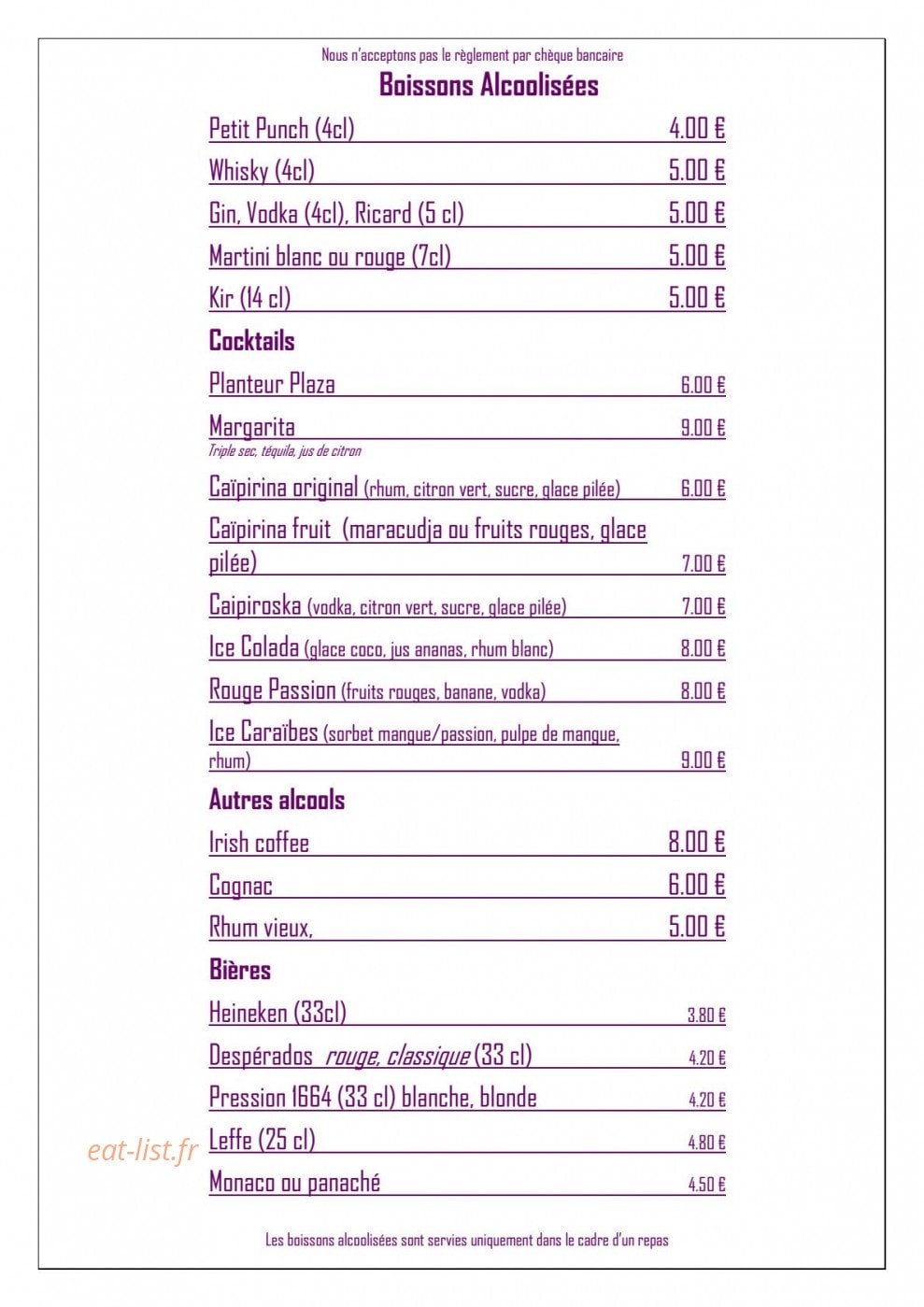 Plaza Café — carte page 7