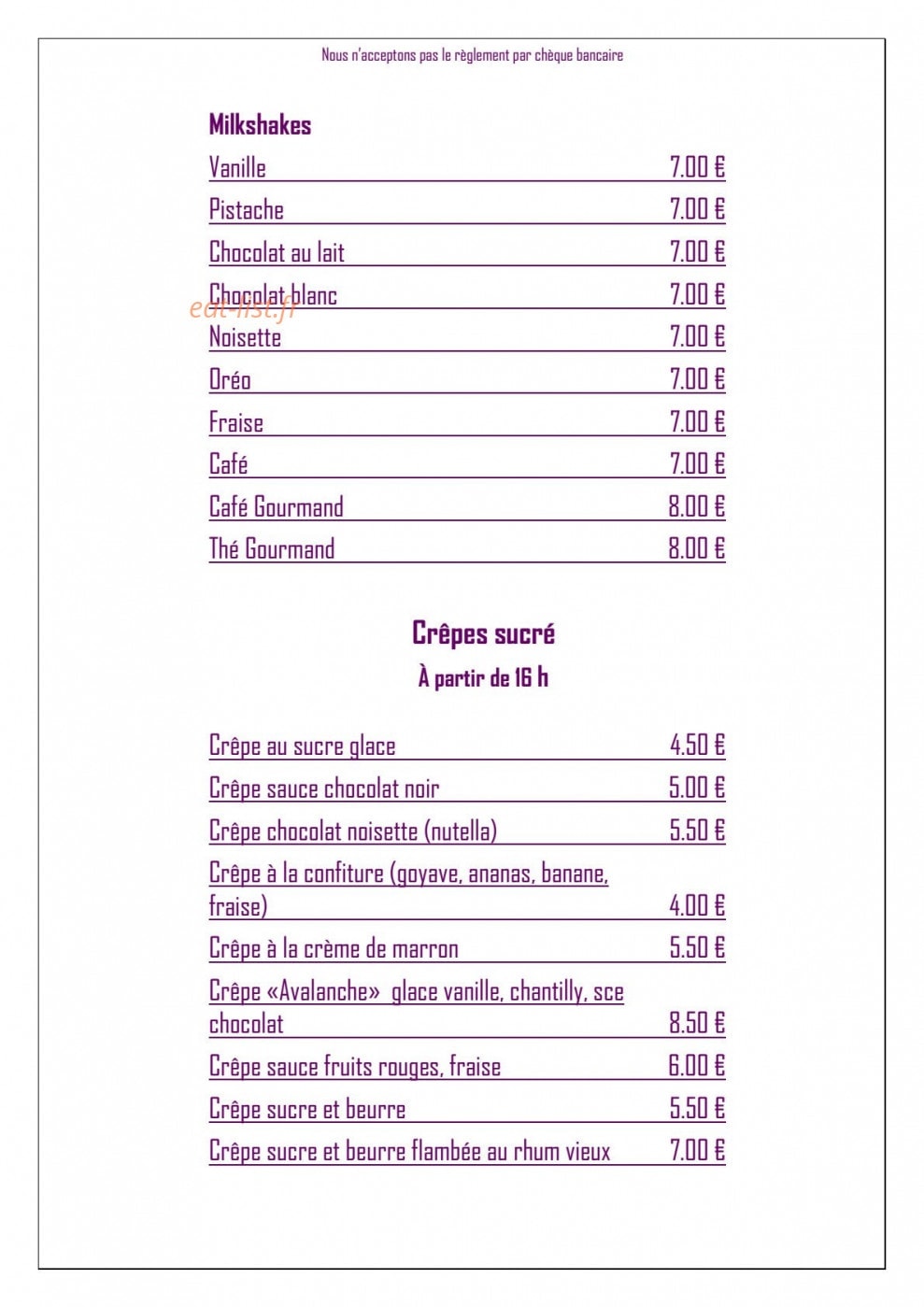 Plaza Café — carte page 9