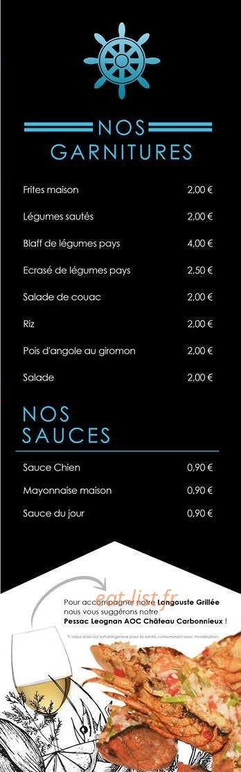 Carte et menu de La Marinière à Remire Montjoly — Les garnitures et sauces