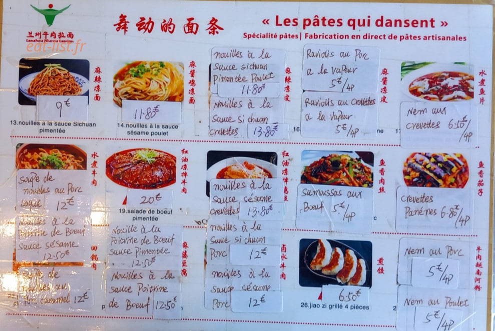 Les pâtes qui dansent — carte page 1