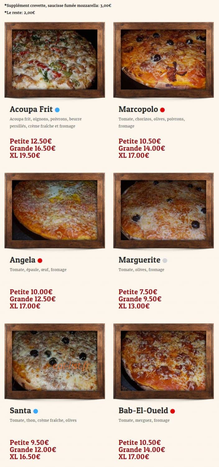 Pizza Kwata — carte page 1