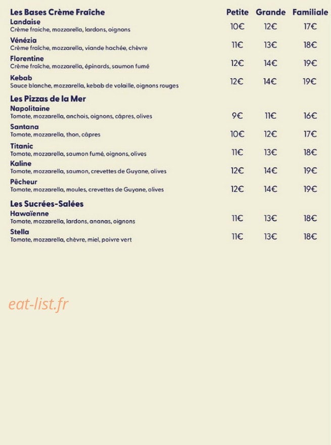 Pizzeria Petit Bateau — carte page 2