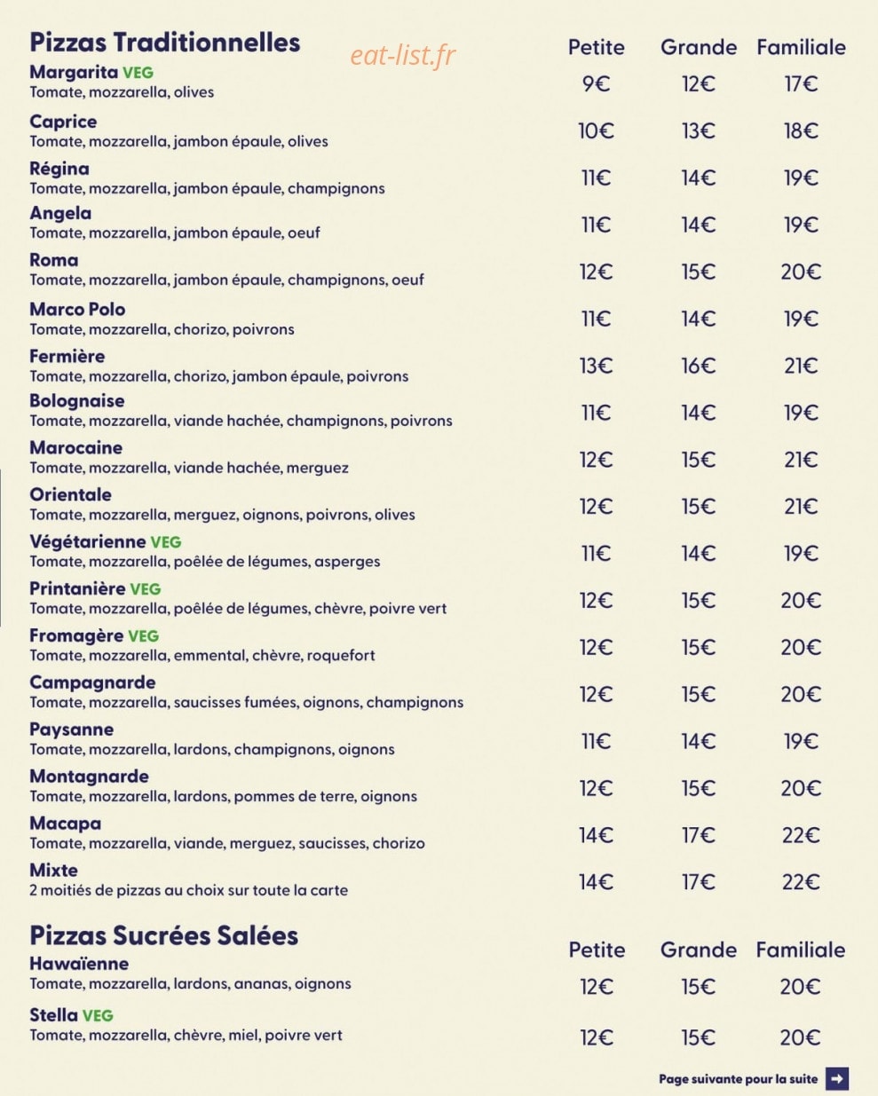 Pizzeria Petit Bateau — carte page 2
