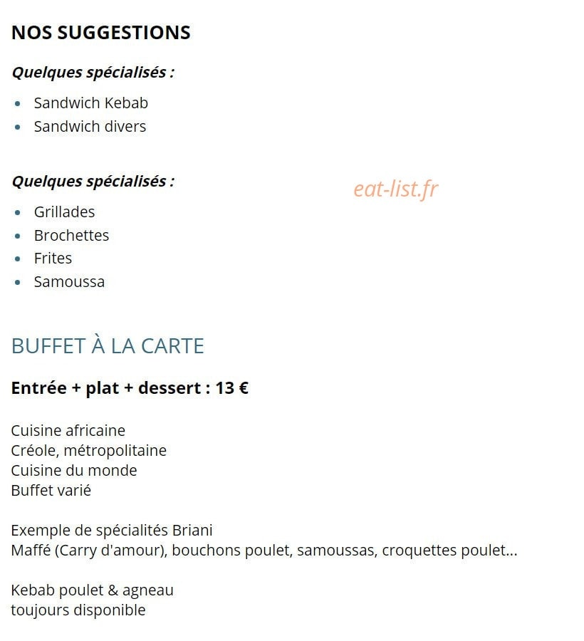 Aux Délices Des Amoureux — carte page 1