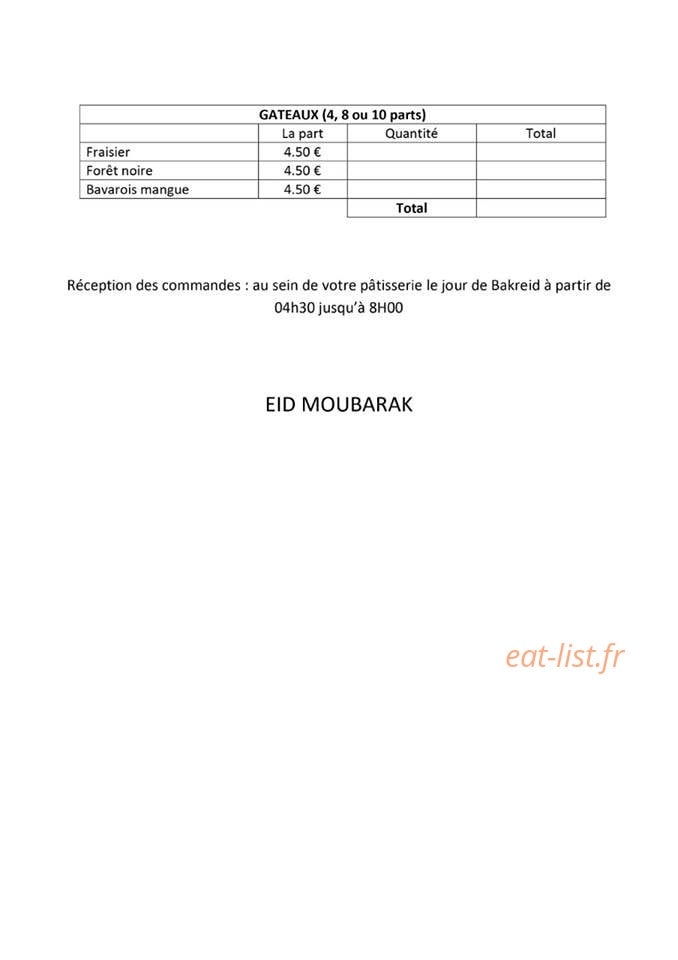 Aux mille et une gourmandises — carte page 2