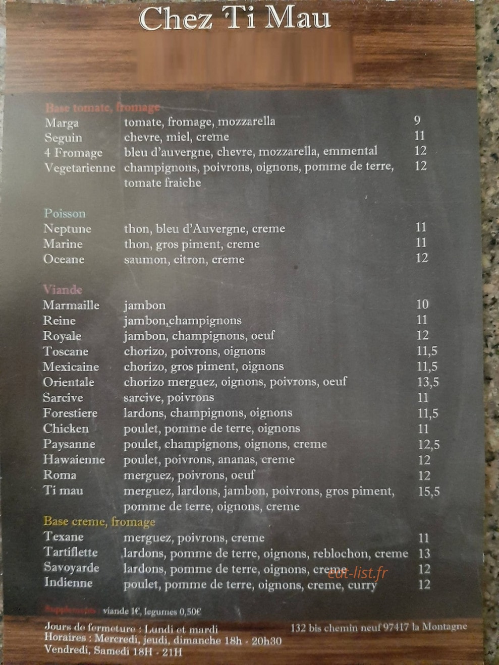 Chez Ti Mau — carte page 1
