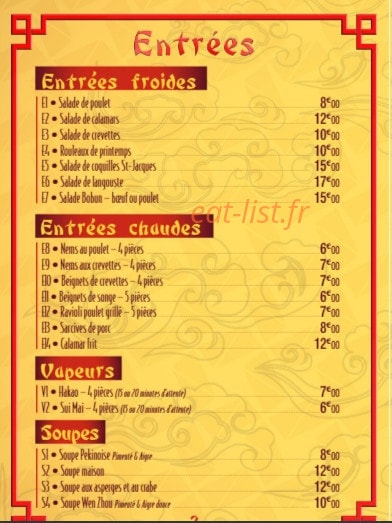 Chez Wang Fu — carte page 2