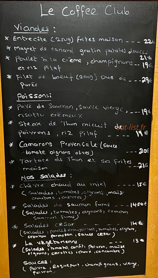 Coffee Club — carte page 1