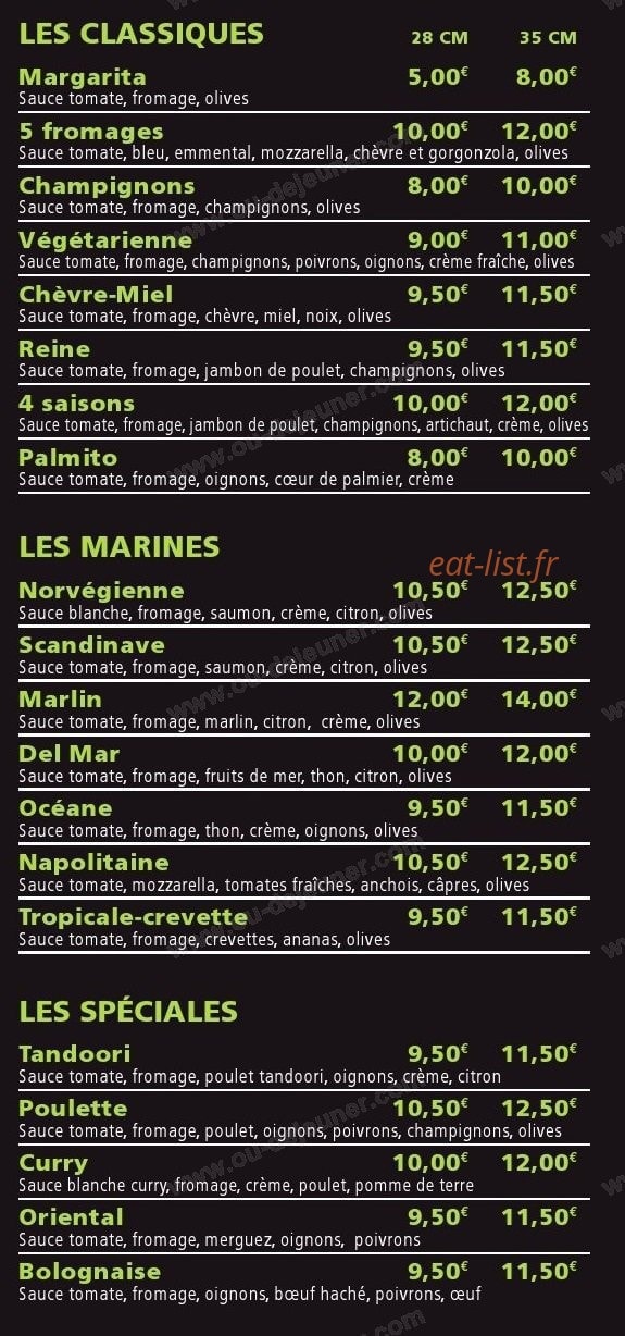 Domma Pizza — carte page 2