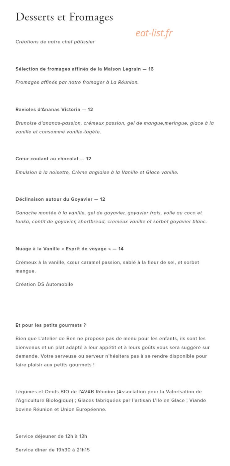 L'Atelier de Ben — carte page 3