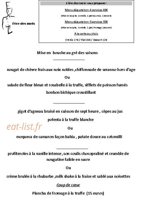 L'ère Des Mets — carte page 1