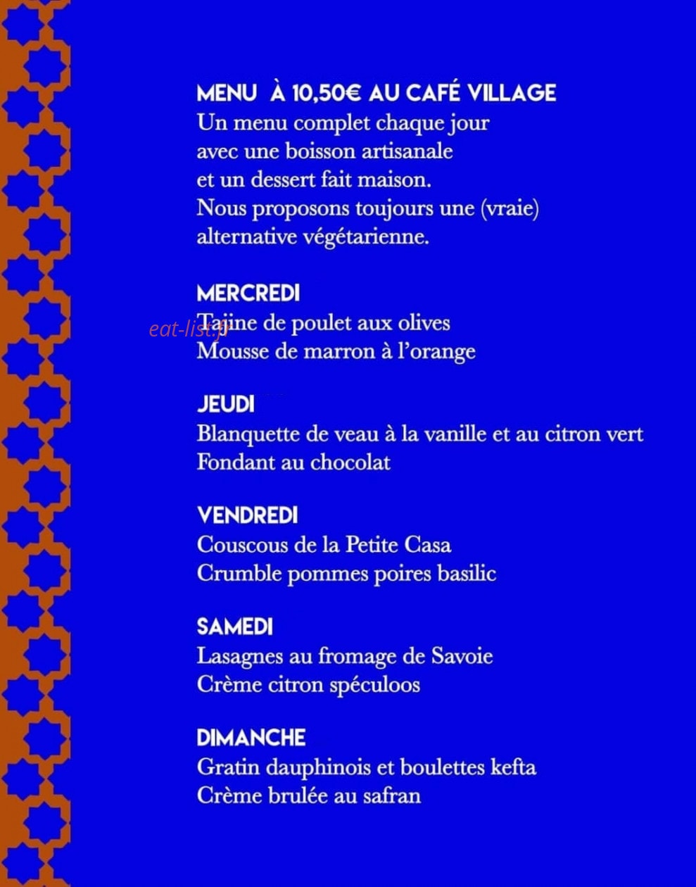 La Casa Restaurant — carte page 1