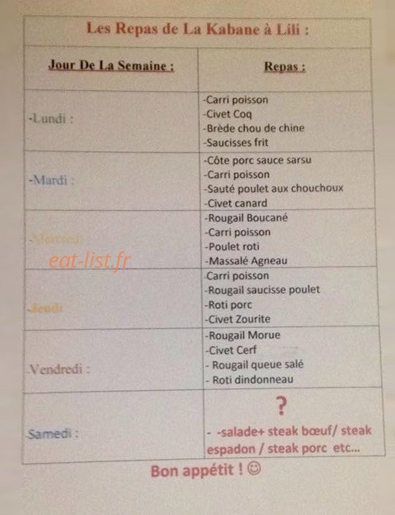 La K'bane à Lili — carte page 1