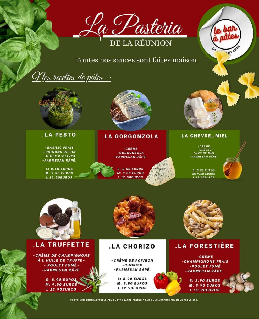 La Pasteria de La Reunion — carte page 3