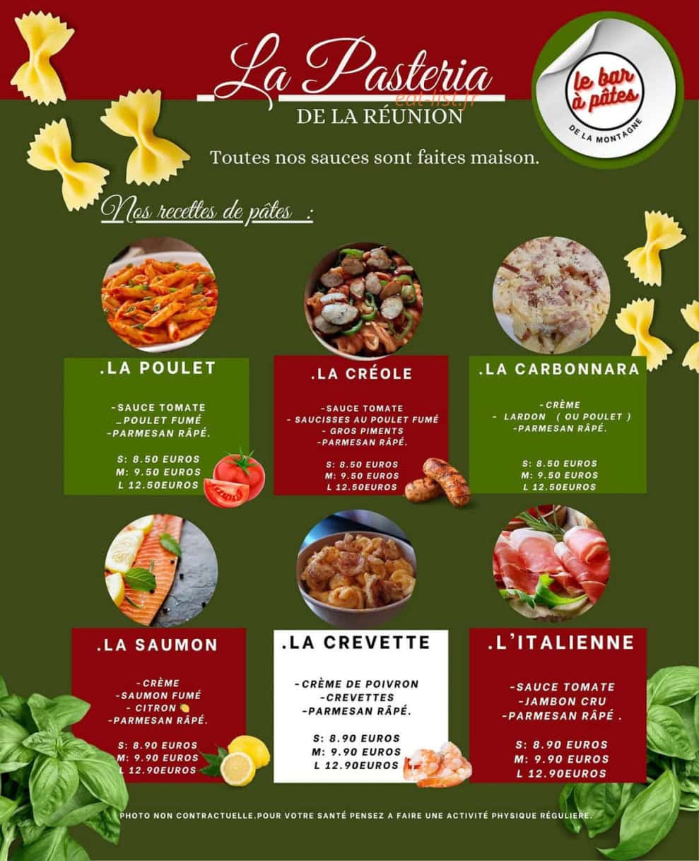 La Pasteria de La Reunion — carte page 2