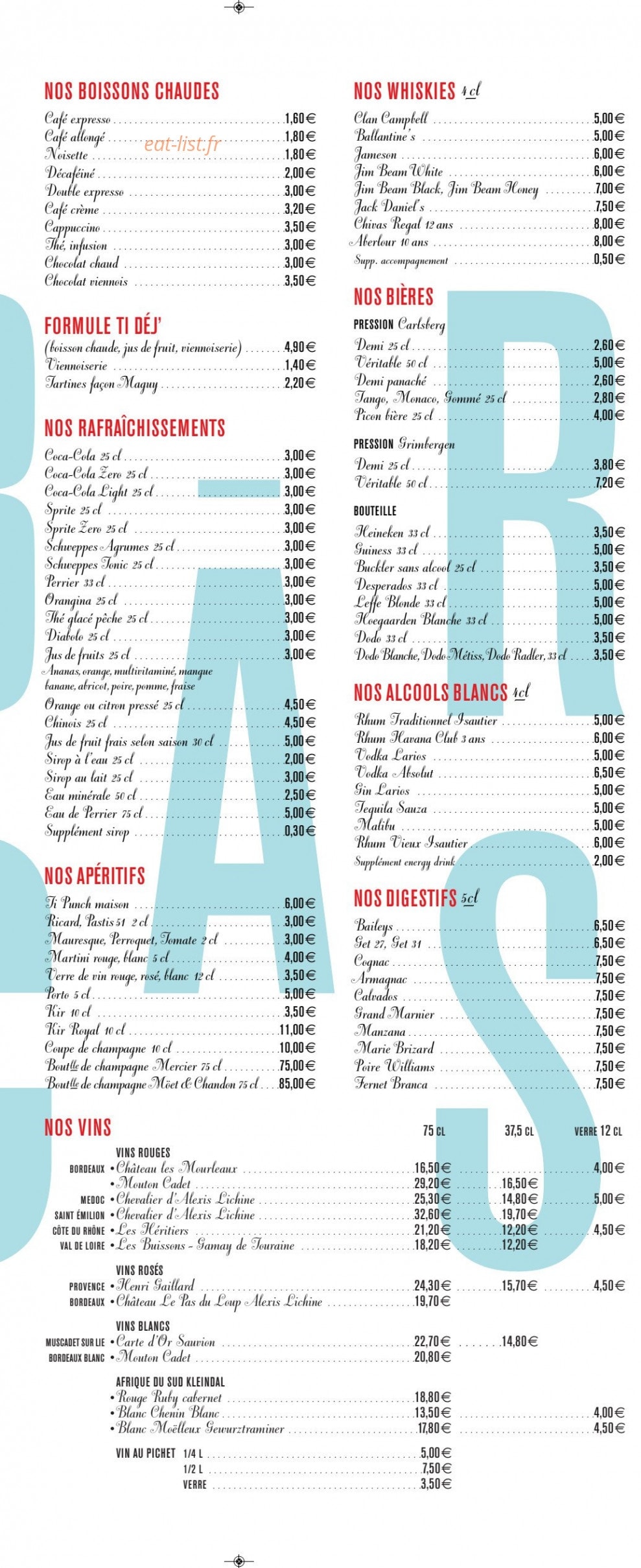 Le Bar à Cas — carte page 2