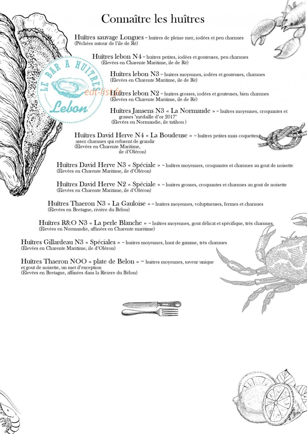 Le Bar à Huîtres — carte page 3