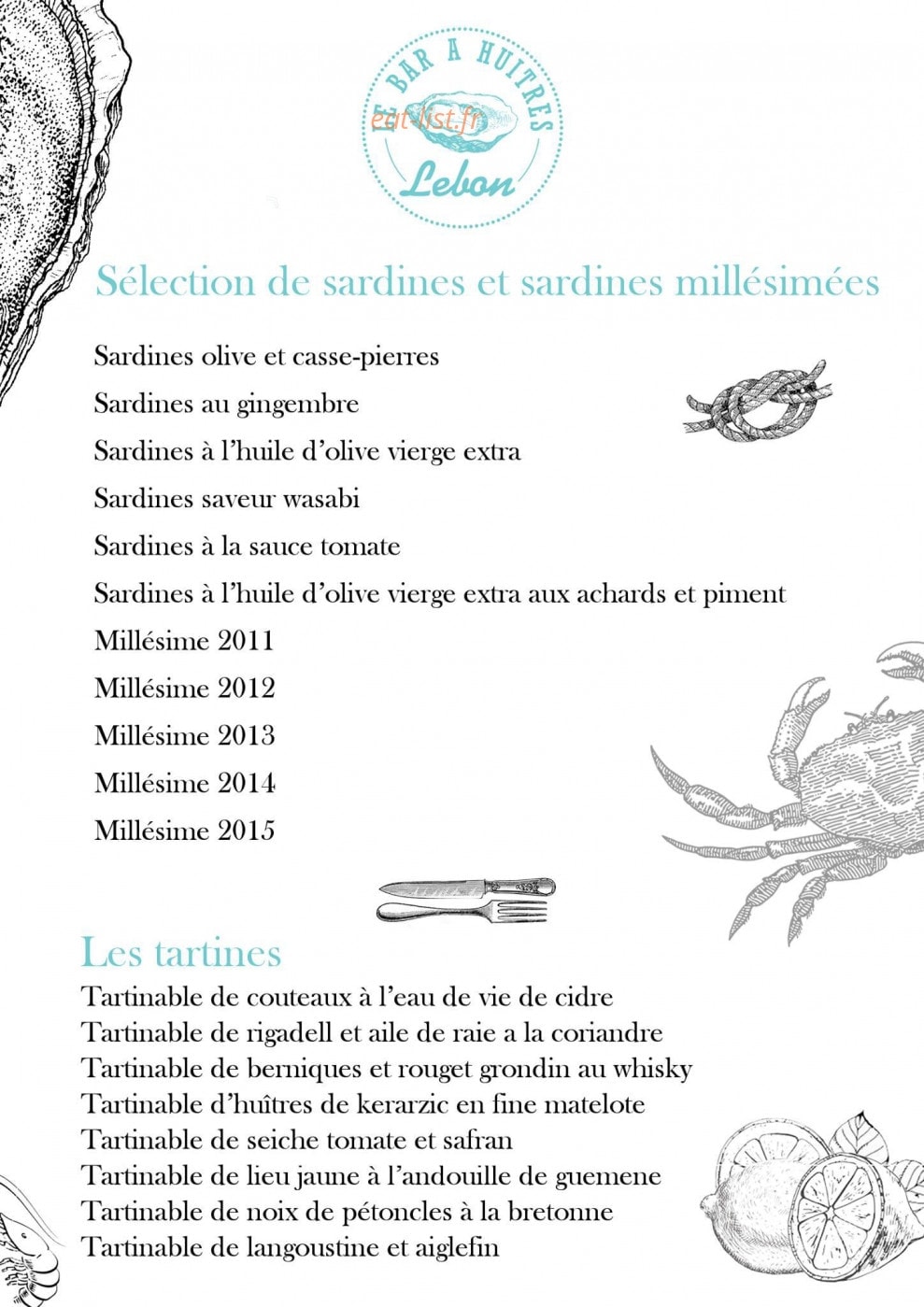 Le Bar à Huîtres — carte page 4