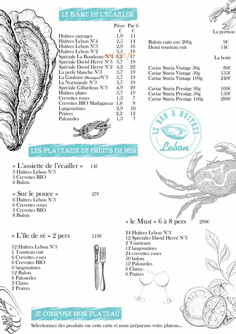 Le Bar à Huîtres — carte page 2