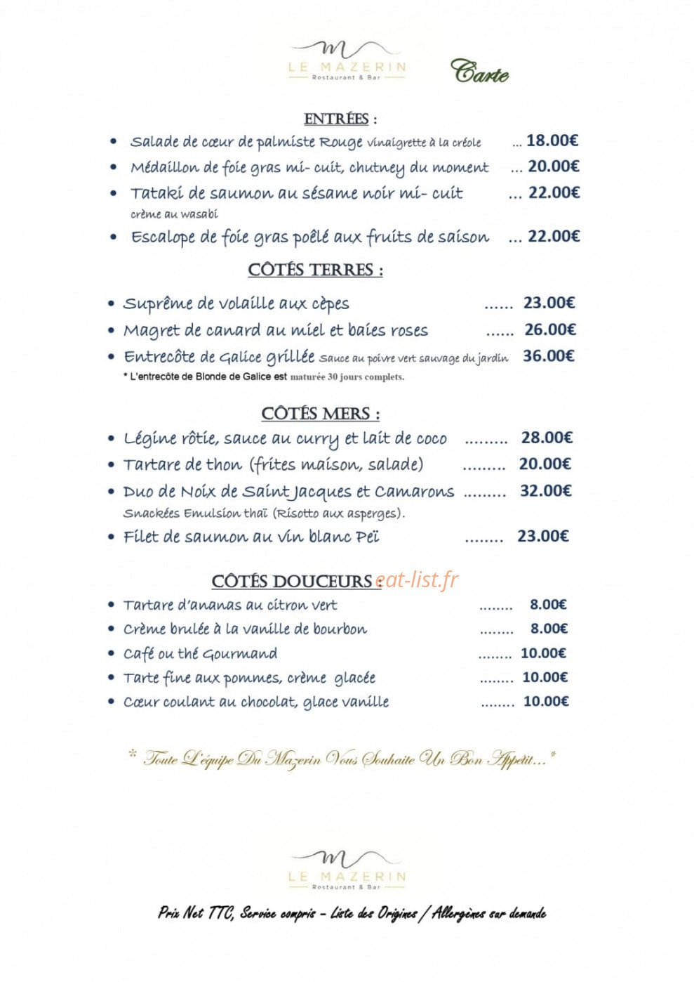 Le Mazerin — carte page 1