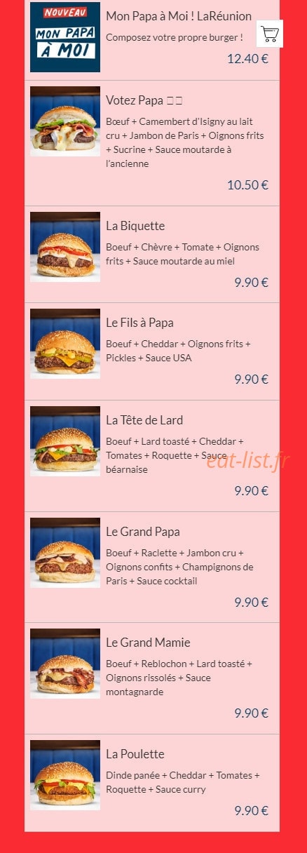 Les Burgers de Papa — carte page 2
