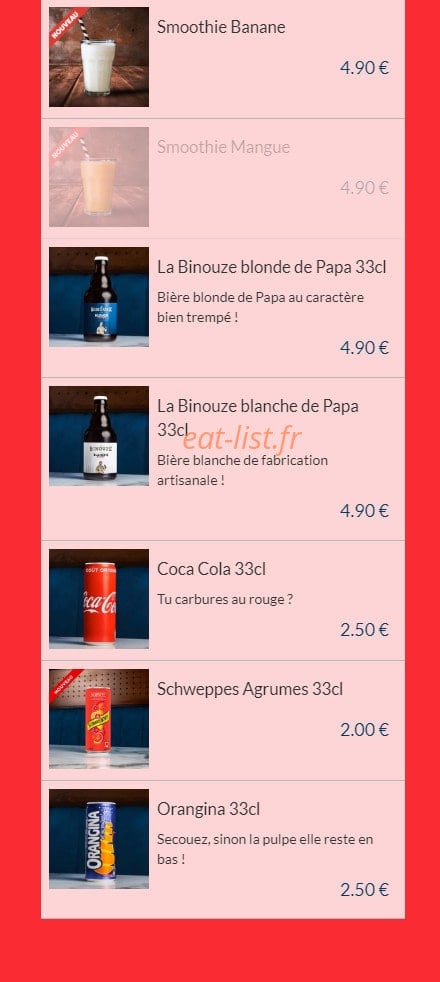 Les Burgers de Papa — carte page 9