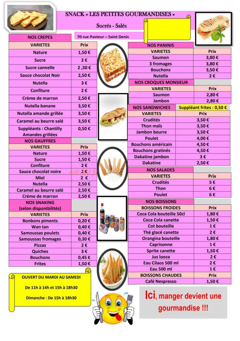 Les petites gourmandises — carte page 1