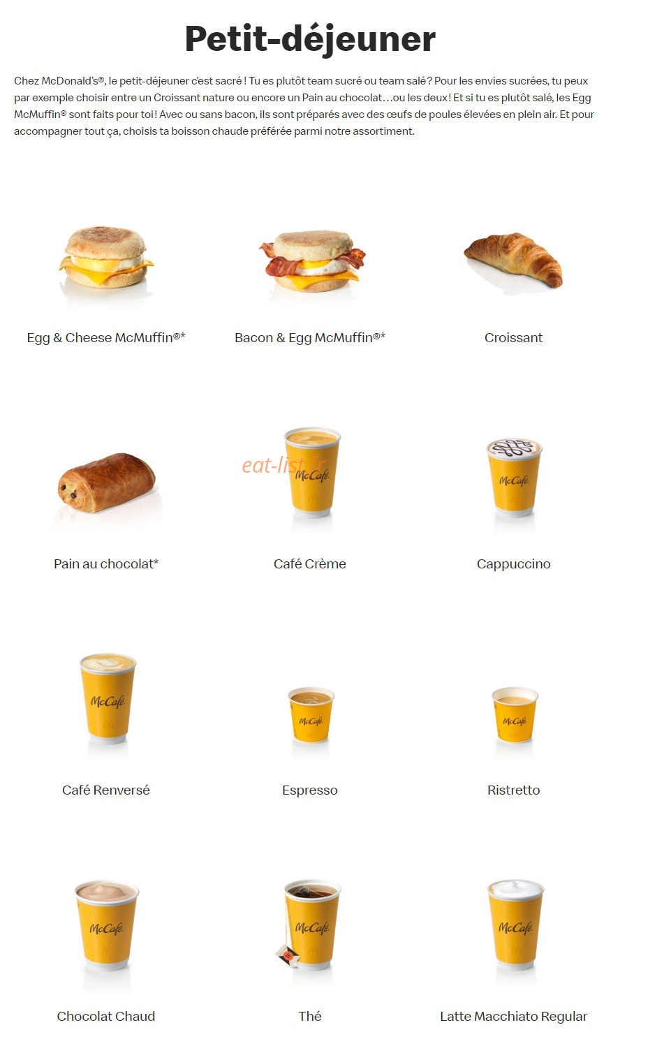 Mc Donald's — carte page 20