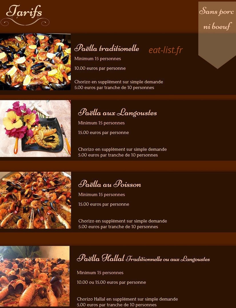 Paella Bill — carte page 1