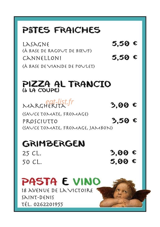 Pasta E Vino — carte page 1