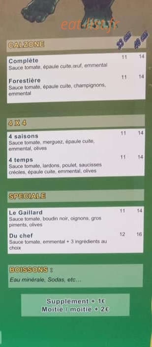 Pizza Gaillard — carte page 3
