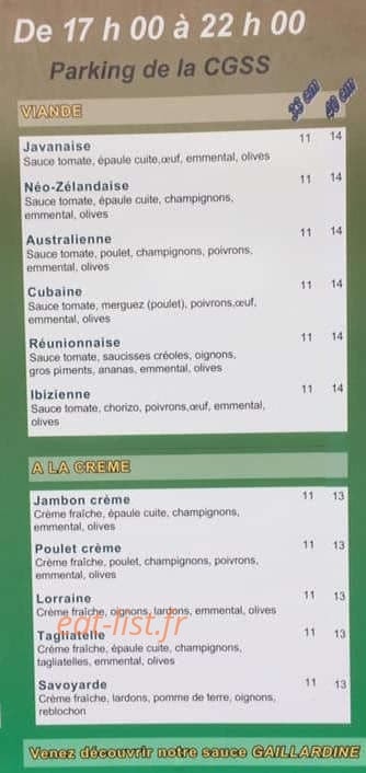 Pizza Gaillard — carte page 2