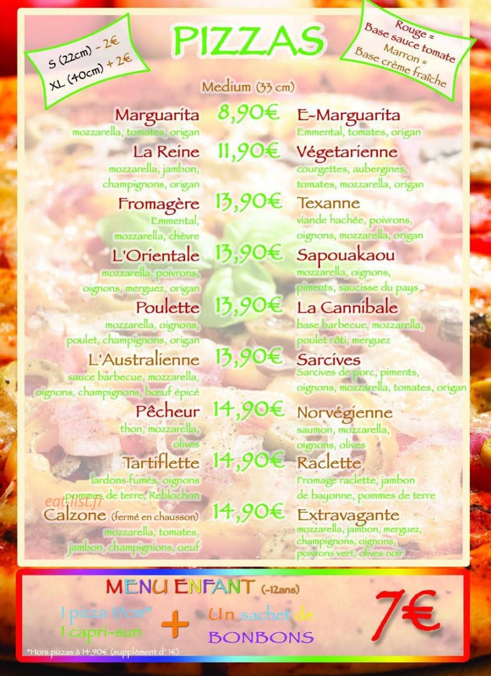 Pizza Island — carte page 1