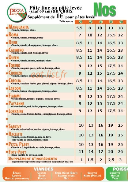 Pizza Party — carte page 2