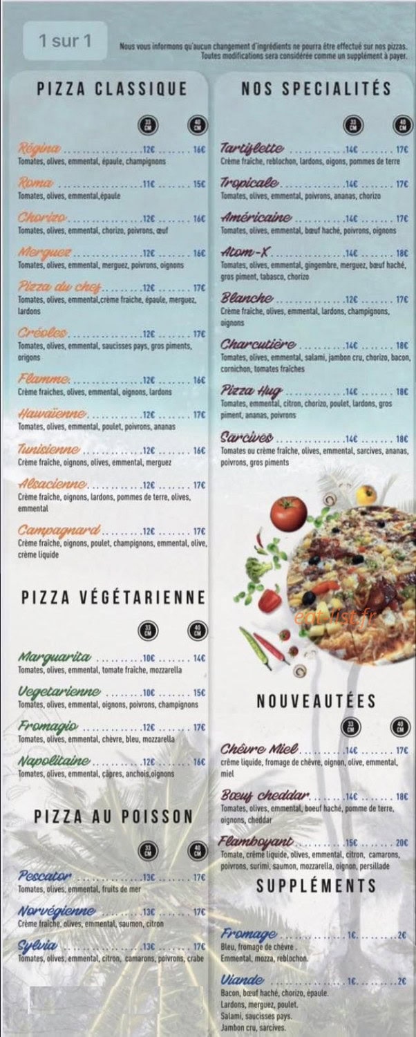 Pizza Tropicale — carte page 1