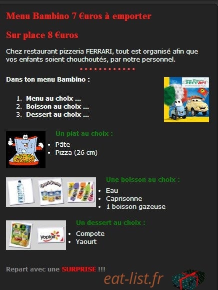 Pizzeria Ferrari — carte page 3