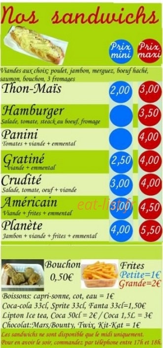 Planet Pizza — carte page 5