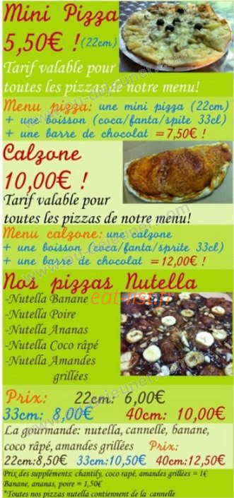 Planet Pizza — carte page 4