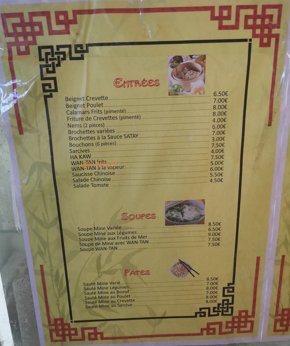 Restaurant Chen — carte page 1