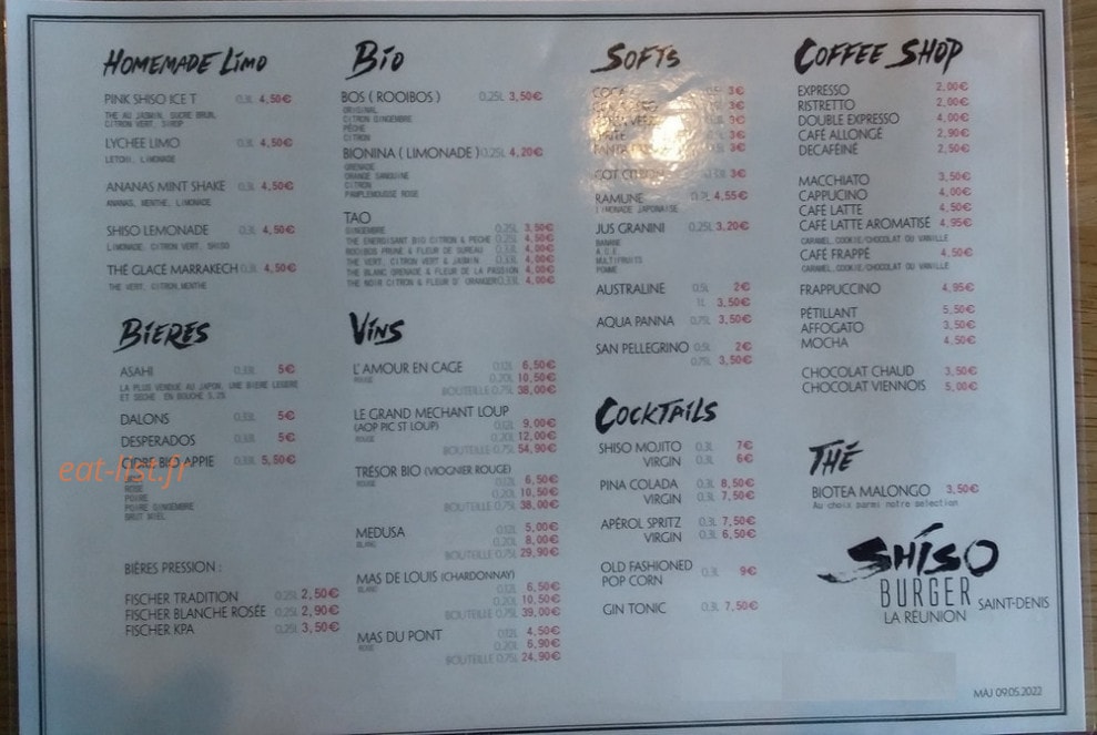 Shiso Burger — carte page 2
