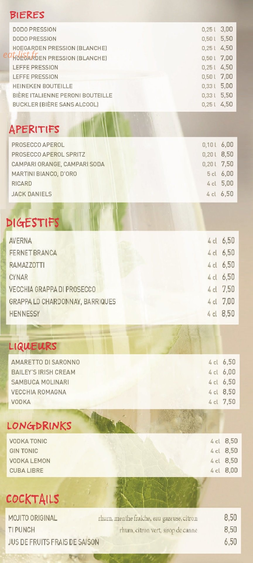 Vapiano — carte page 4