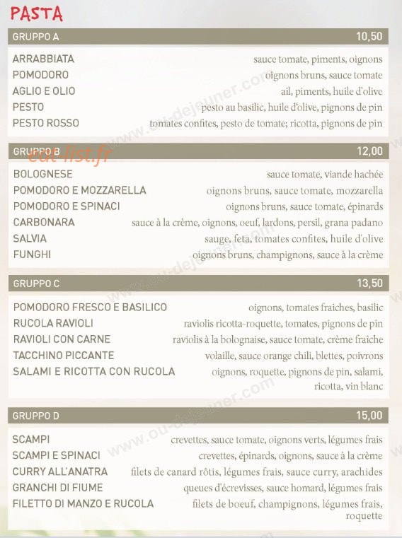 Vapiano — carte page 3