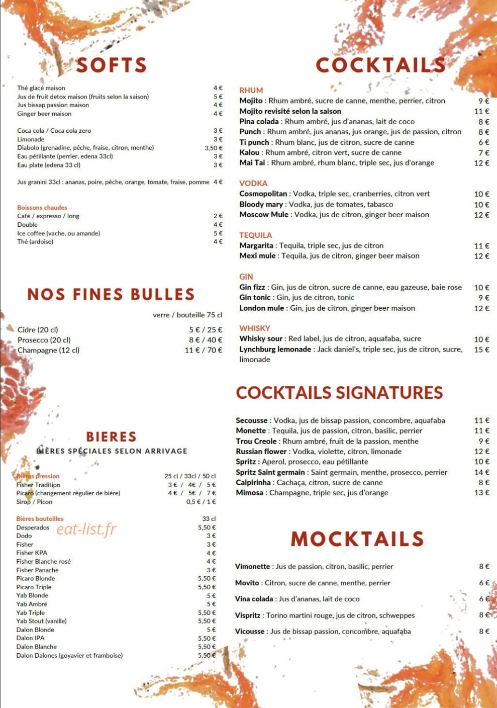 Alidou Culture Bar — carte page 2